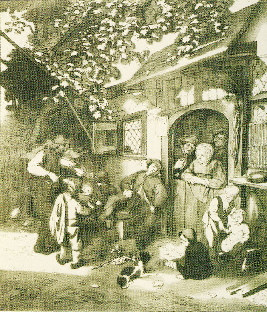 Cornelis Ploos van Amstel after Adriaen van Ostade - Fiddler outside an inn