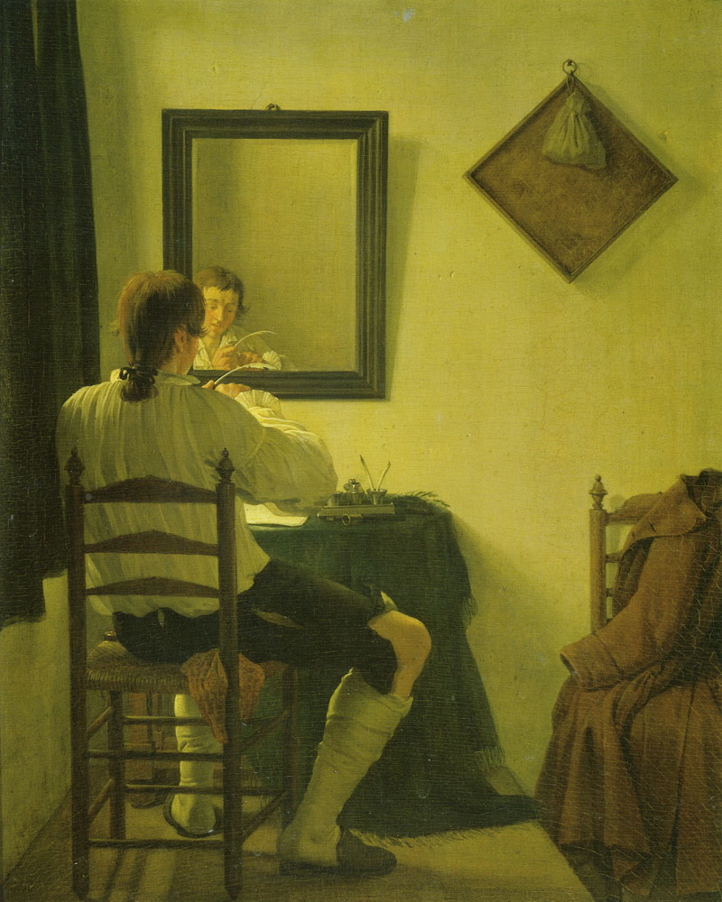 Jan Ekels the Younger - A young man trimming his pen