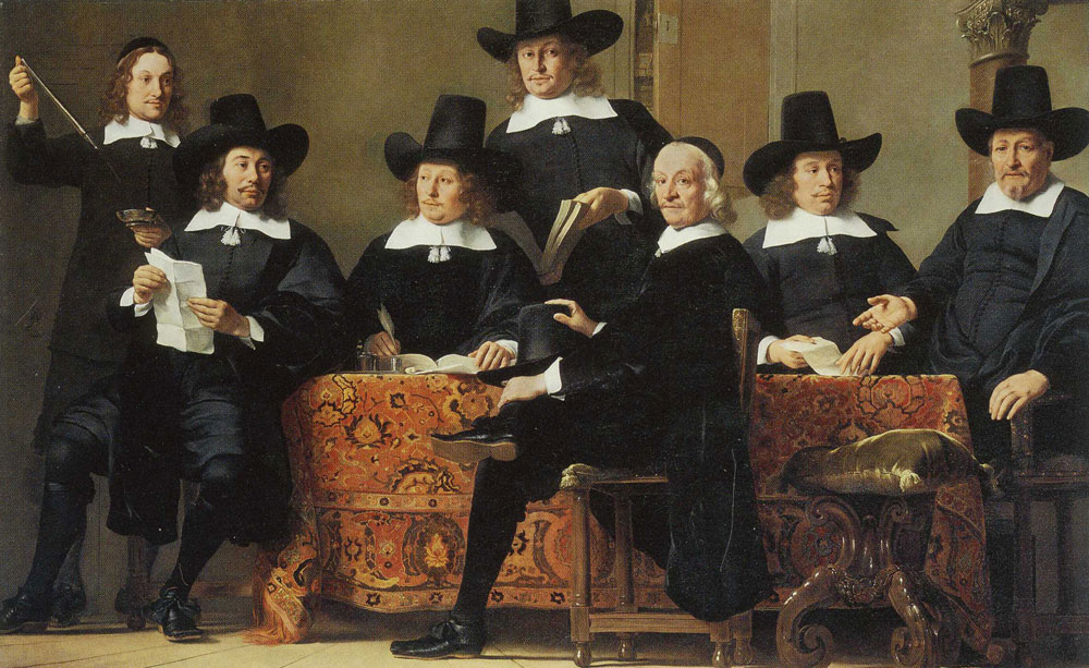 Ferdinand Bol - Six headmen and the guild-servant of the Amsterdam wine merchants guild