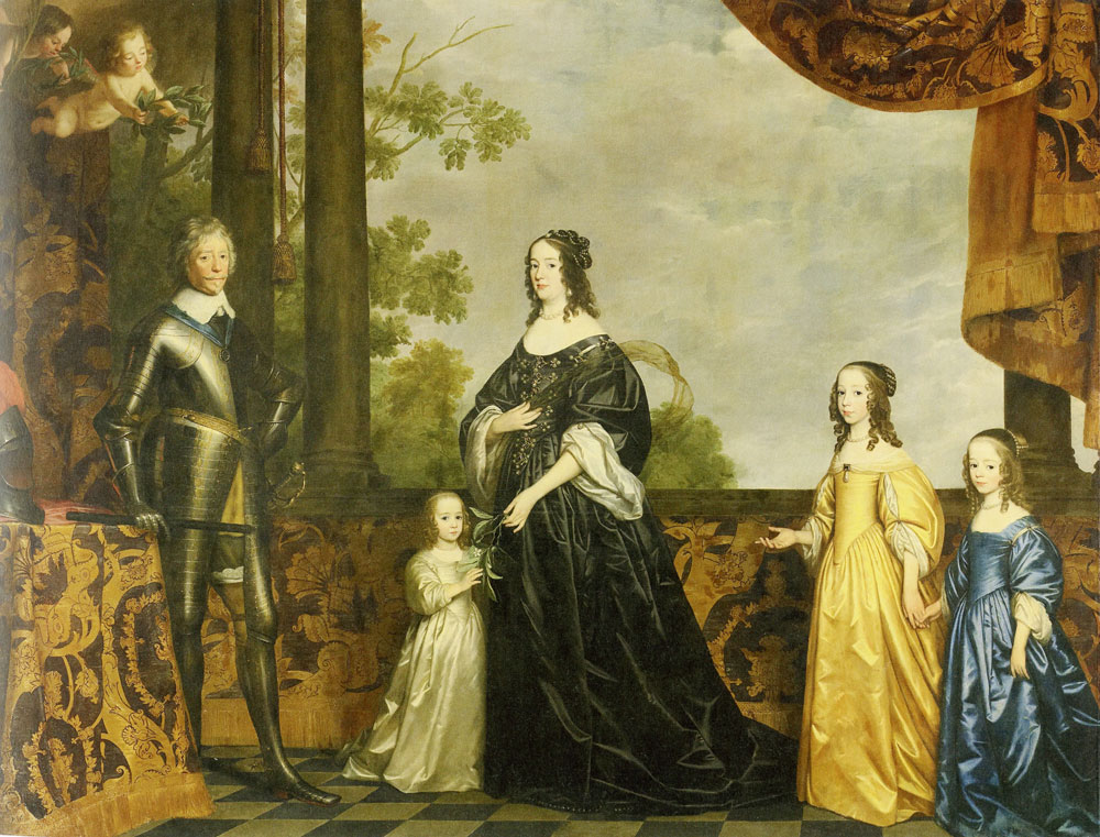 Gerard van Honthorst - Portrait of Frederik Hendrik, Amalia van Solms and Their Three Youngest Daughters