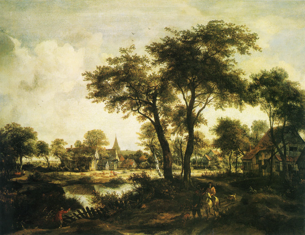 Meindert Hobbema - Village near a Pool