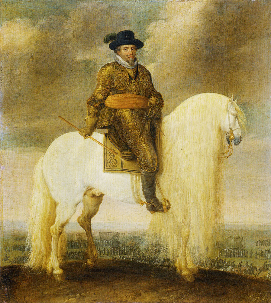Pauwels van Hillegaert - Prince Maurits astride the white warhorse presented to him after his victory at Nieuwpoort