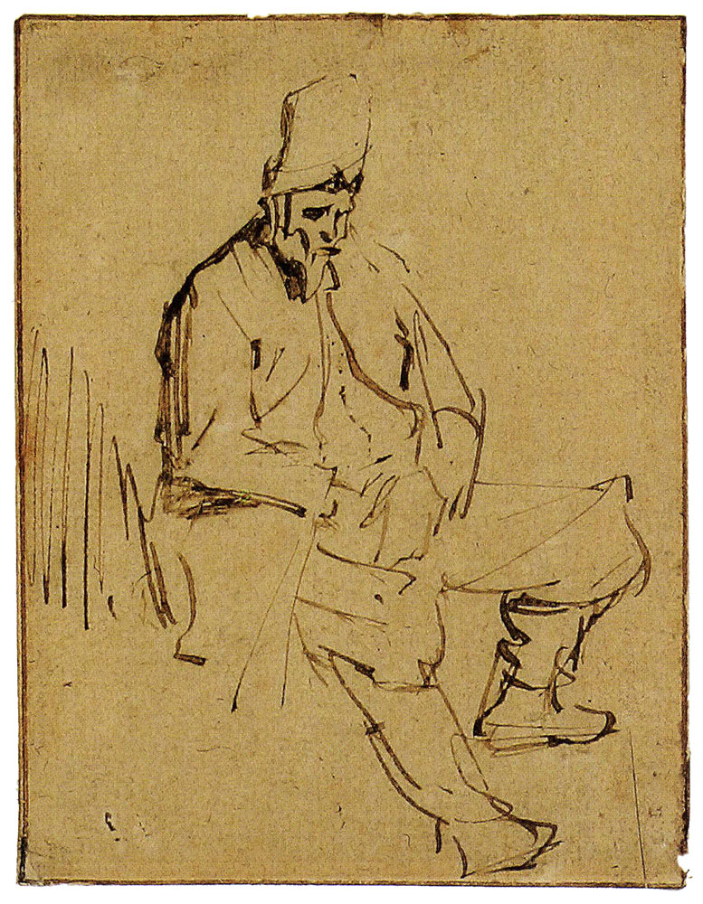 Rembrandt - Seated Man in a High Cap