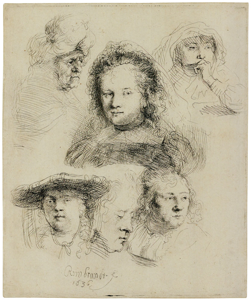Rembrandt - A Sheet of Studies with Saskia and Others