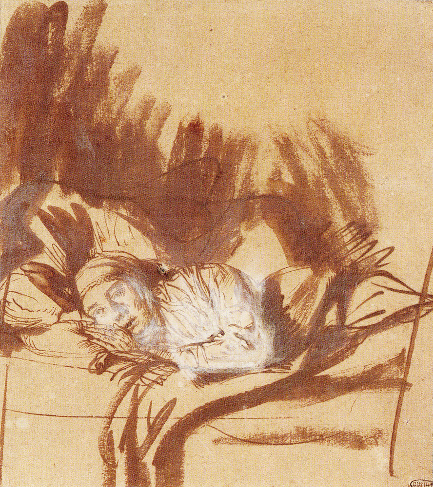 Rembrandt - A Sick Woman Lying in Bed