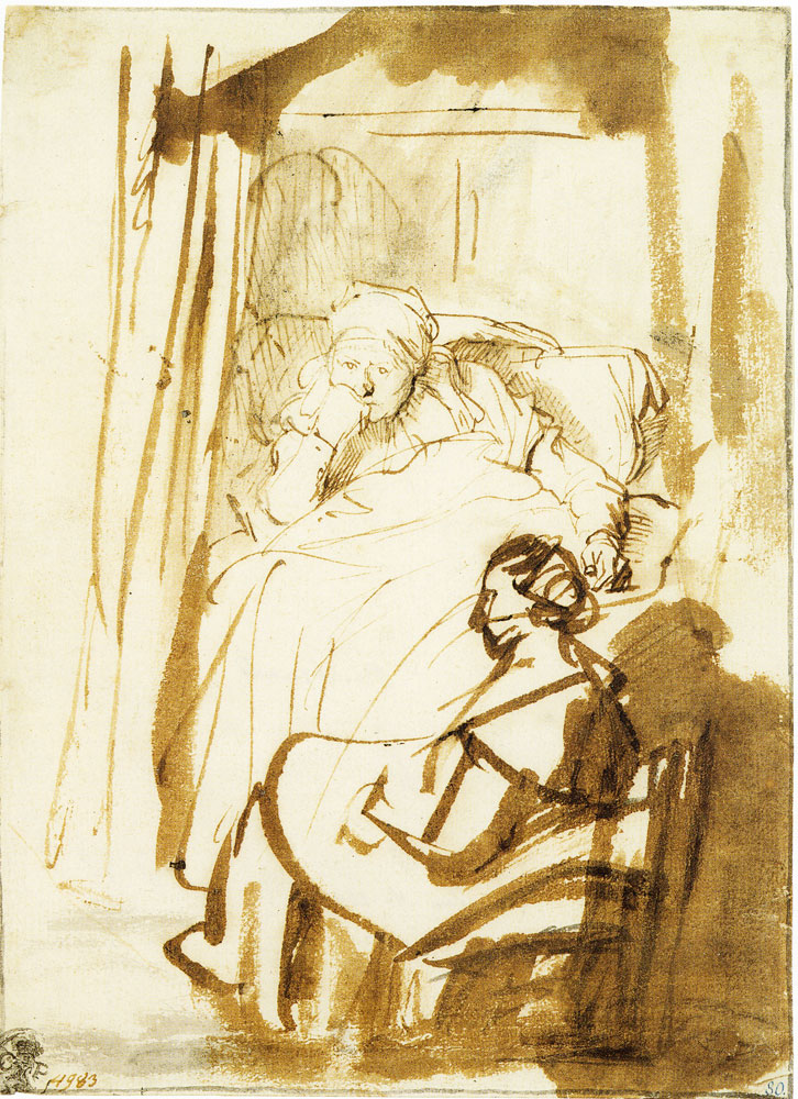 Rembrandt - A Woman in Bed, with a Nurse