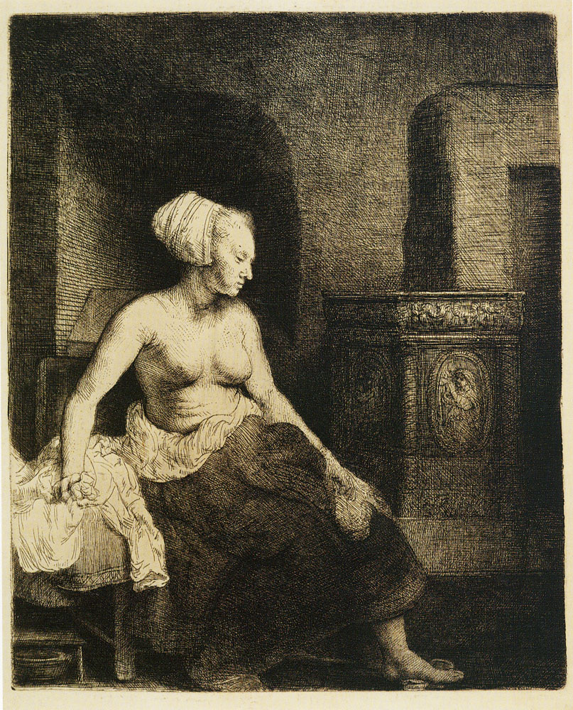 Rembrandt - A Woman Sitting Hald-dressed before a Stove