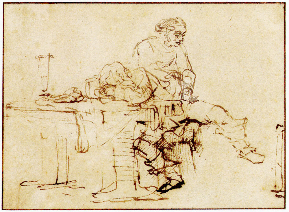 Rembrandt - A woman stealing from the pocket of a drunken man