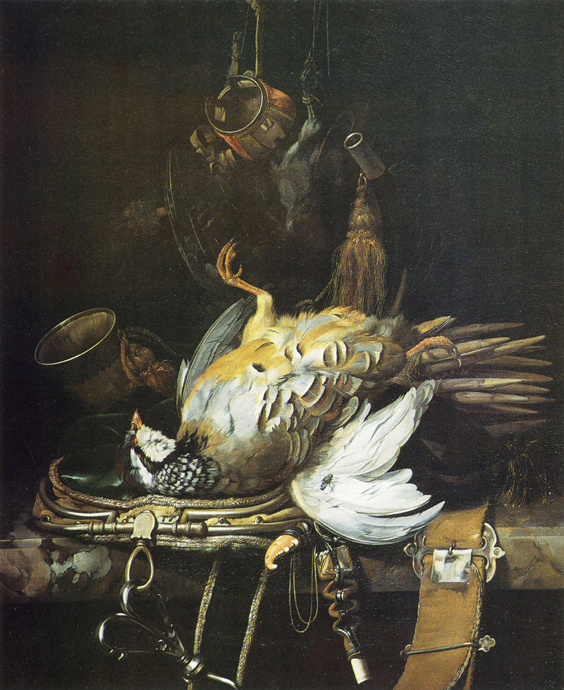 Willem van Aelst - Hunting still life with dead partridges