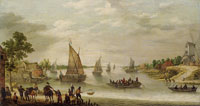 Adam Willaerts River Scene with Boats