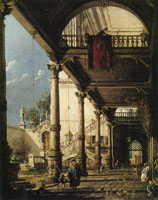 Canaletto Capriccio with a Colonnade in the Interior of a Palazzo