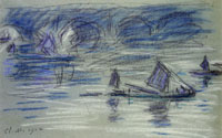 Claude Monet Waterloo Bridge, Boats on the Thames