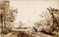 Constantijn van Renesse A road between trees, leading to a farmhouse