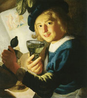 Gerard van Honthorst Young Toper Holding a Wineglass and a Pitcher