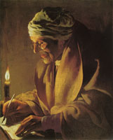 Hendrick ter Brugghen Old Man Writing by Candlelight