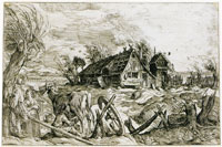After Jacques de Gheyn II Landscape with Man Milking Cow