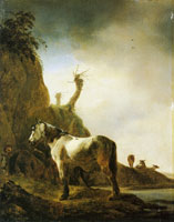 Philips Wouwerman Horse by a river bank