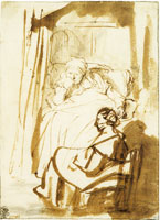 Rembrandt A Woman in Bed, with a Nurse