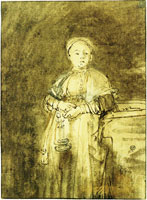 Rembrandt A Woman Standing with a Candle