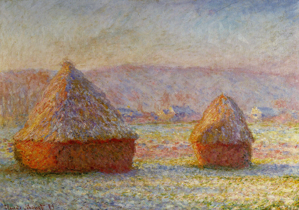 Claude Monet - Grainstacks, White Frost Effect