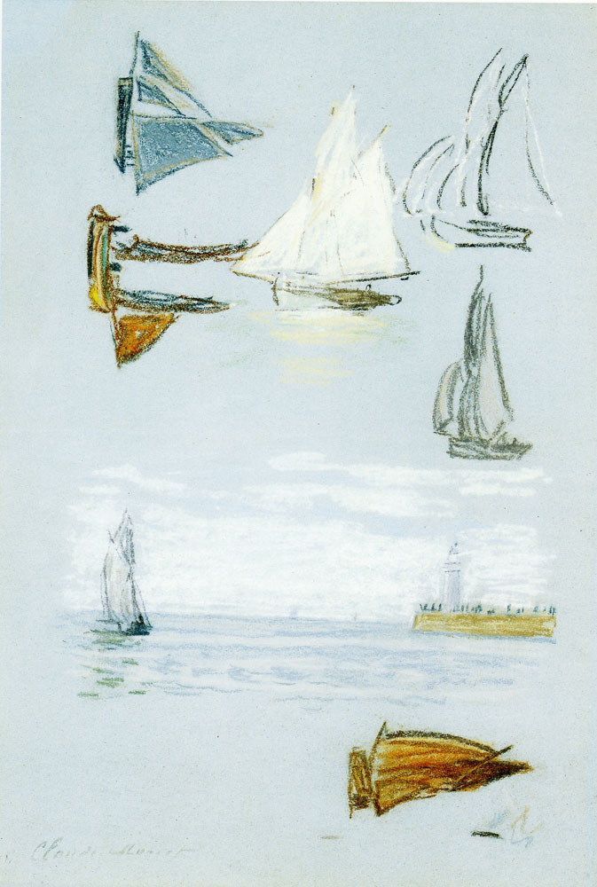 Claude Monet - Study of Sailboats and Harbor