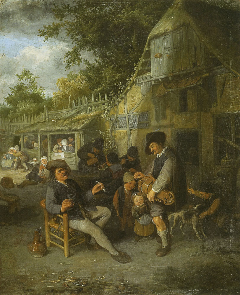 Cornelis Dusart - Farmers in front of an inn