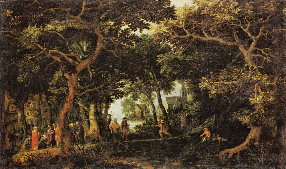 David Vinckboons - Forest Landscape with Two of Christ's Miracles