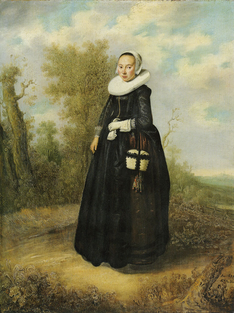 Dutch Painter - A Young Woman in a Landscape