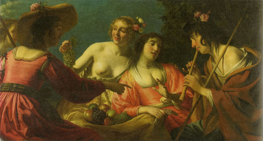 Gerard van Honthorst - Shepherd Playing the Flute, and Four Shepherdess