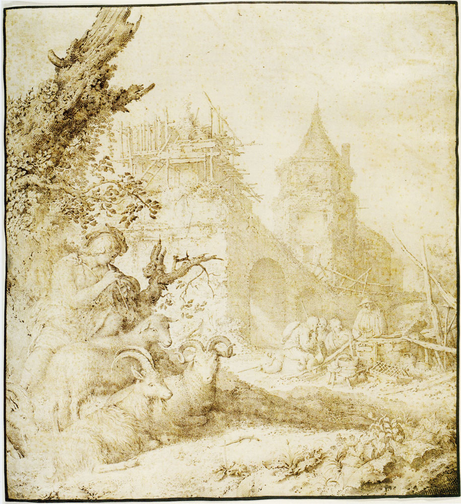 Gerrit Adriaensz. de Heer - A Shepherd and His Flock Amidst Ruins