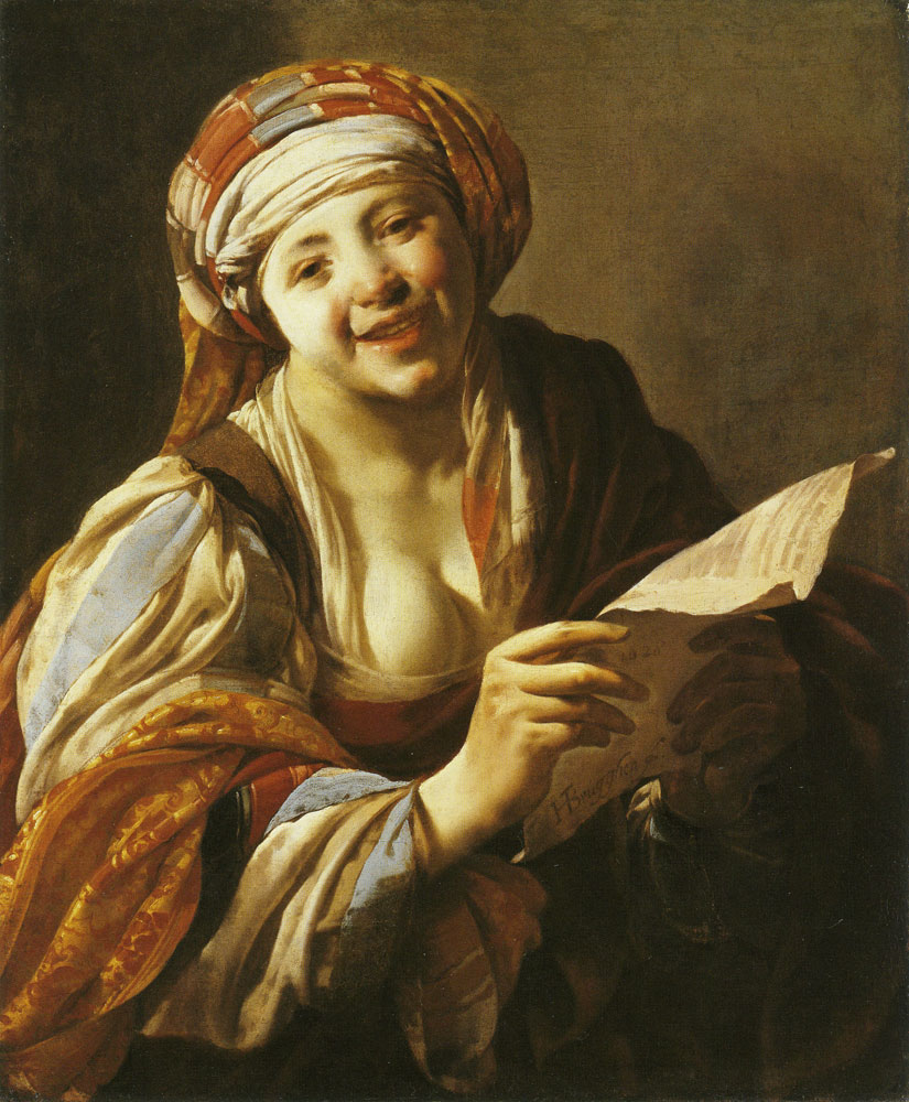 Hendrick ter Brugghen - Young Woman Reading from a Sheet of Paper