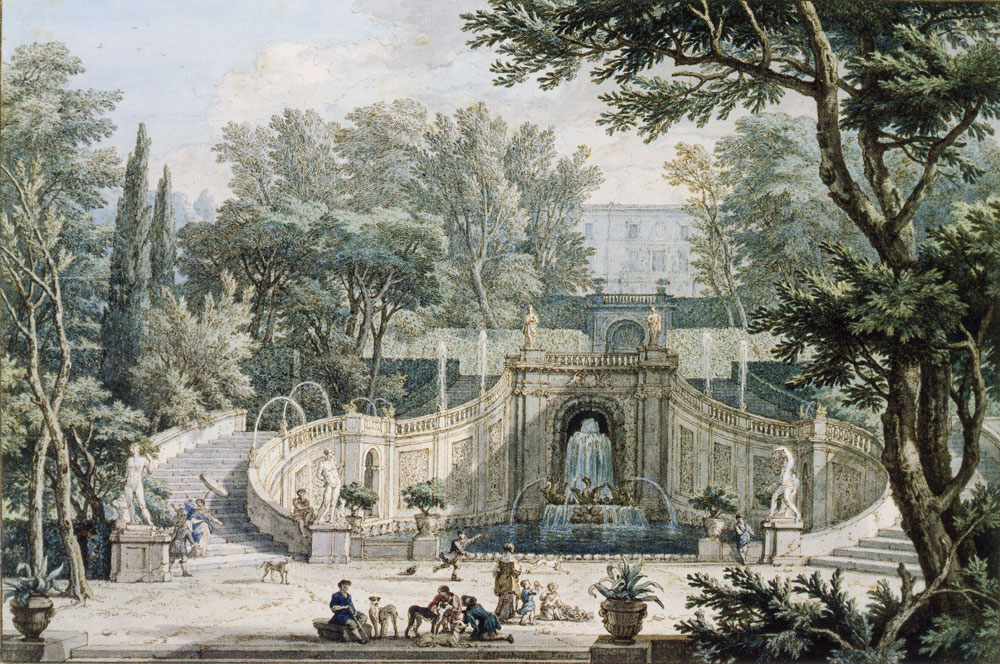 Isaac de Moucheron - View of the Fontana dei Draghi in the garden of the Villa d'Este in Tivoli