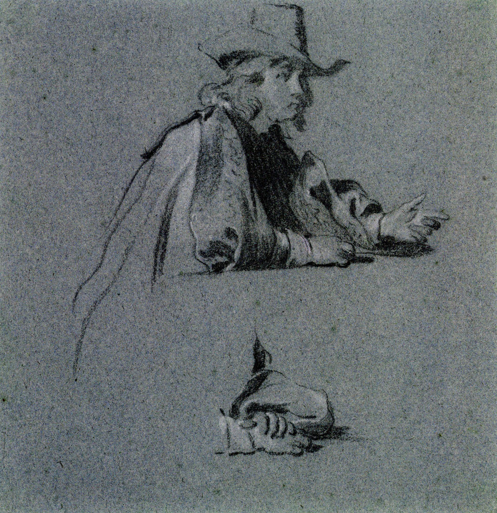Jacob Adriaensz. Backer - Seated man leaning on a table and study of his hands