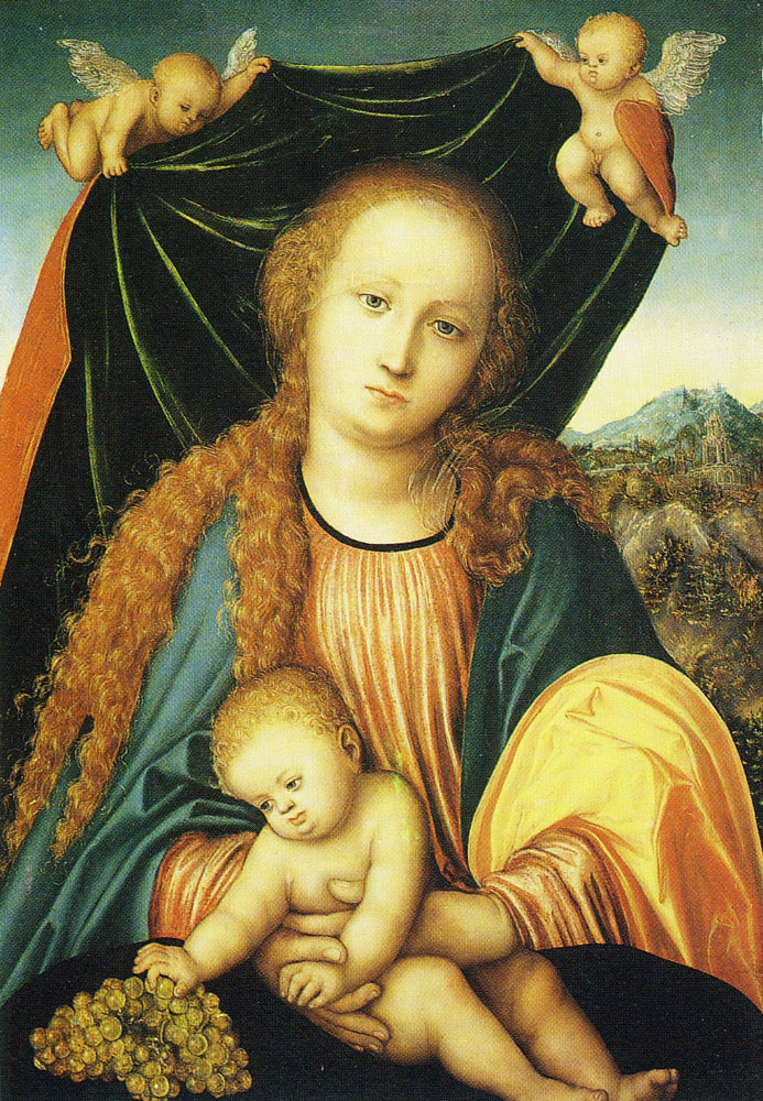 Lucas Cranach the Elder - Virgin and child with grapes