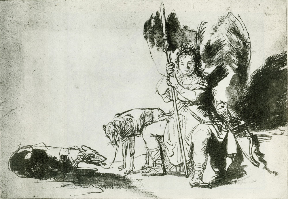 Rembrandt - Diana with Two Greyhounds