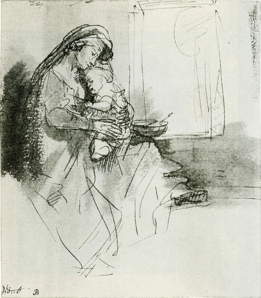 Rembrandt - The Virgin and Child Seated near a Window