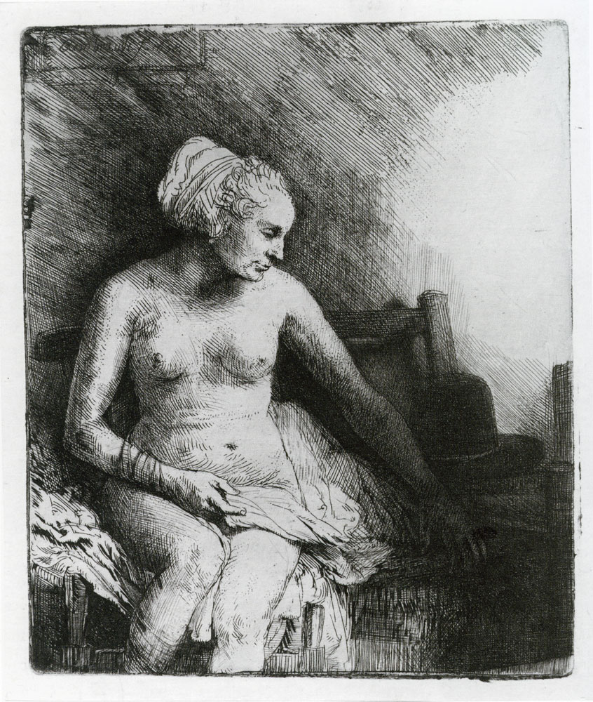 Rembrandt - A Woman Sitting, with a Hat Beside her