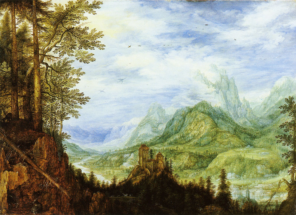 Roelandt Savery - Mountain landscape with a castle