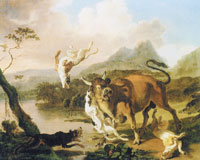 Abraham Hondius Dogs Attacking a Bull
