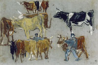 Eugene Boudin Peasants Herding Cows