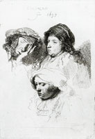 Rembrandt Three Heads of Women, One Asleep