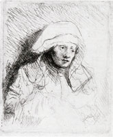 Rembrandt A Sick Woman with a Large White Headdress