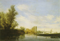 Salomon van Ruysdael River Landscape with the Ruins of the Egmond Castle