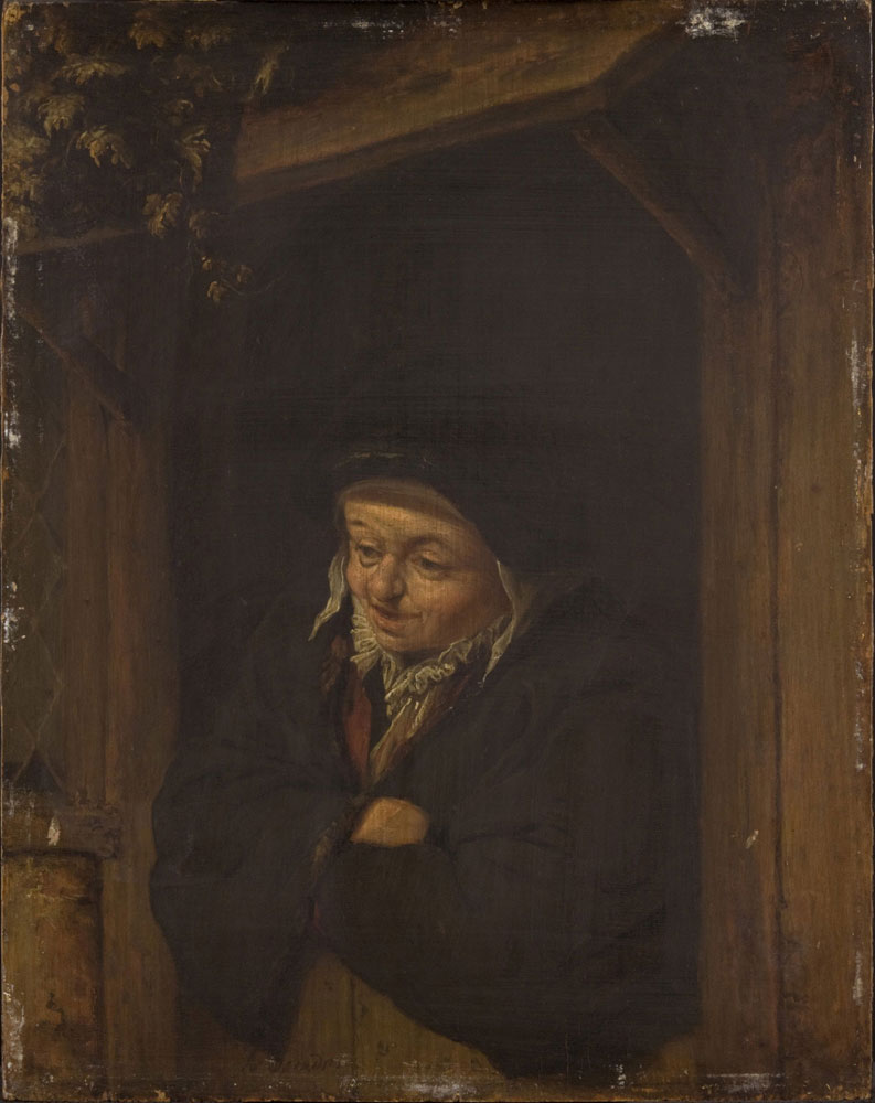 Adriaen van Ostade - Woman leaning out a half door