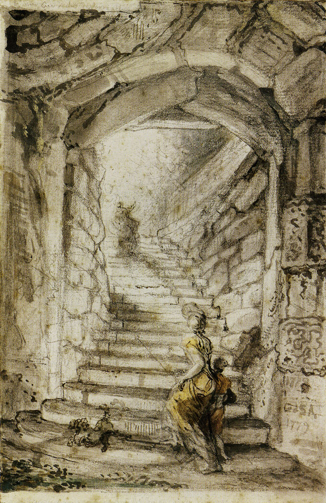 Gabriel Jacques de Saint-Aubin - L'Escalier (The Curving Stair)