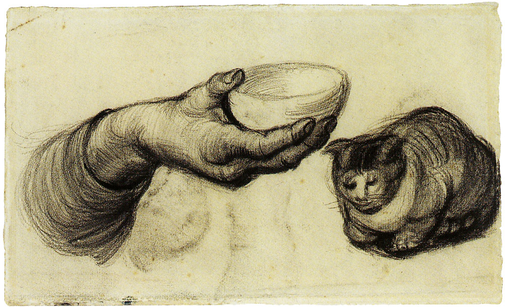 Vincent van Gogh - Hand with a bowl, and a cat
