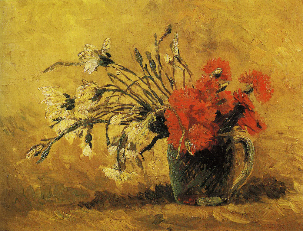 Vincent van Gogh - Jug with red and white carnations