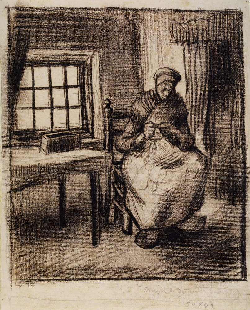 Vincent van Gogh - Peasant Interior with a Woman Knitting