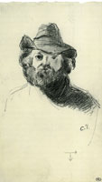 Camille Pissarro Portrait of Cézanne in a hat