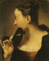 Giovanni Battista Piazzetta Lady turning herself to the right with a Carnival Mask